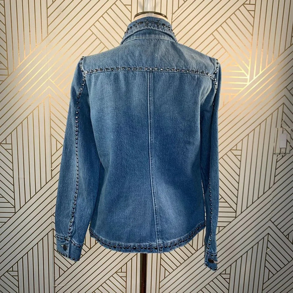 Frame Le Studded Motif Jenning Blue Denim Jacket - Picture 10 of 12
